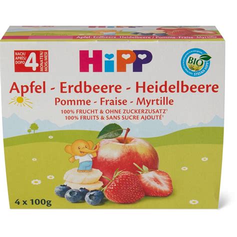 Hipp Bio Kompott Apfel Erdbeere Heidelbeere Ab Monaten Migros