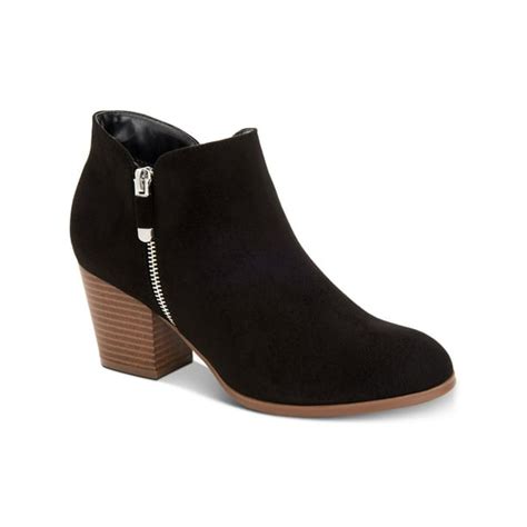 Style And Company Womens Black Cushioned Zipper Accent Masrinaa Almond Toe Block Heel Zip Up