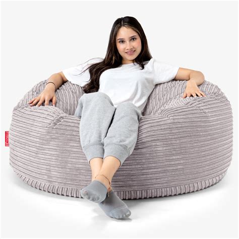 Lounge Pug Cord Large Bean Bag For Adults Mammoth Giant Beanbag Uk Silver Grey Big Bertha