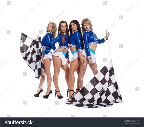 Sexy Slim Girls Formula 1 Style Stock Photo (Edit Now) 569467171