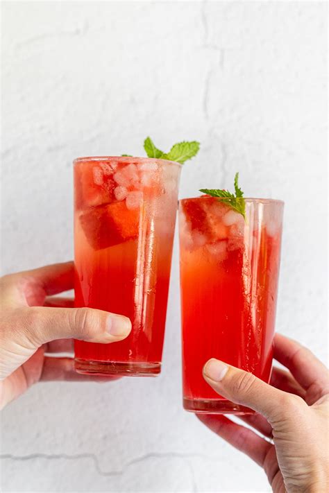 Fresh Watermelon Mint Cocktail With Vodka Fork In The Kitchen