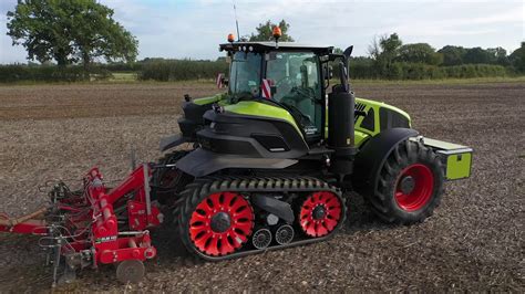 Claas Axion Tt Terratrac Working In The Uk With Meter Vaderstad