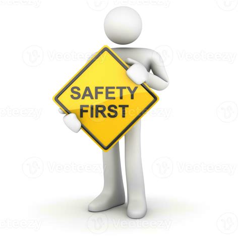 Man and Road Sign - Safety first 24706477 Stock Photo at Vecteezy