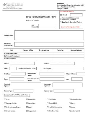 Fillable Online Chicago Medicine Uic Initial Review Submission Form