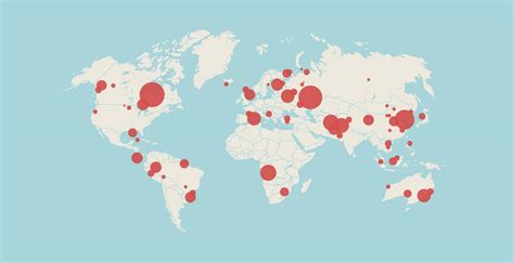 World map with location pins outbreak of coronavirus confirmed cases ...