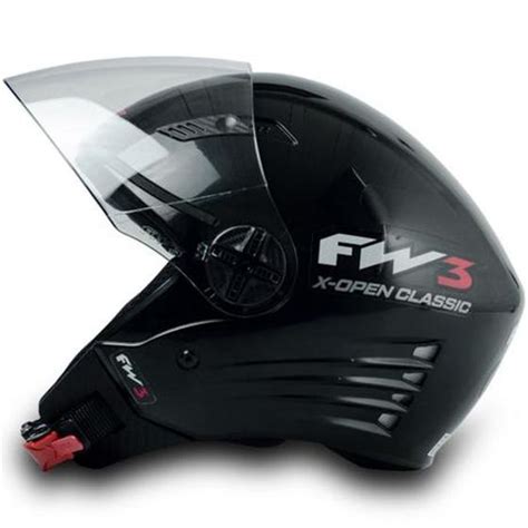 Capacete FW3 X Open Classic Preto Brilhante Capacetes De Moto