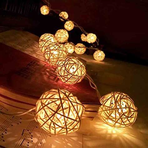 Led Rattan Ball String Light