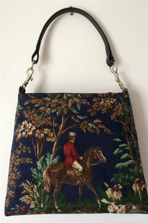 Equestrian Horse Handbag Purse Ralph Lauren Fabric And Leather