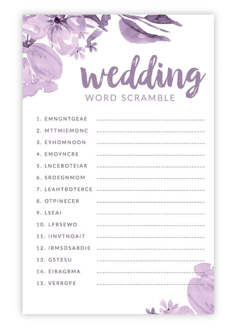 Free Printable Floral Bridal Shower Games And Activities