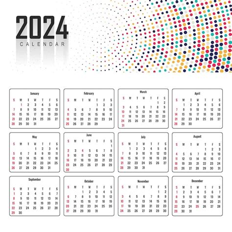 Nouvelle conception du modèle de calendrier pour l année 2024 Vecteur