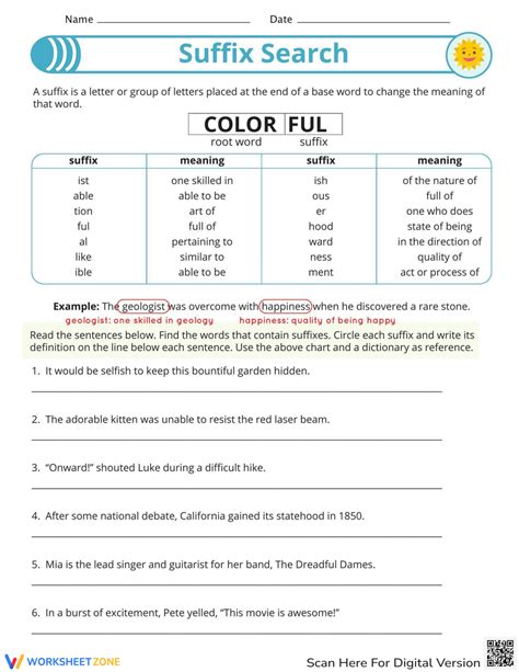 Suffix Practice Worksheet