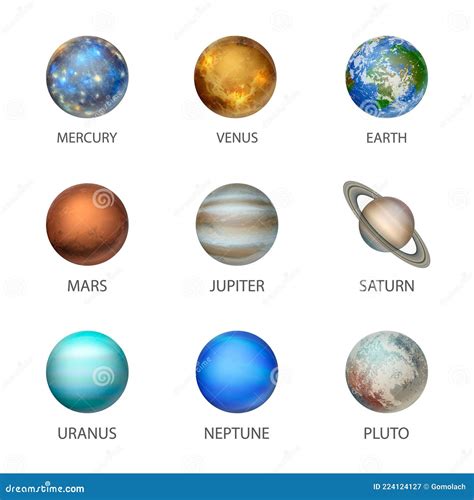 Planets Solar System White Background