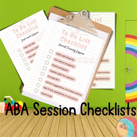 Aba Session Checklist For Bcba And Rbt Supervision Checklist Session