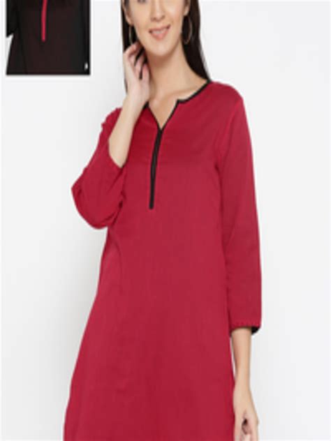 Buy Fabindia Red And Black Reversible Tunic Tunics For Women 2073290