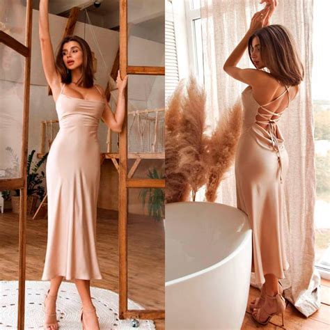 Nude Slip Dress Women Etsy