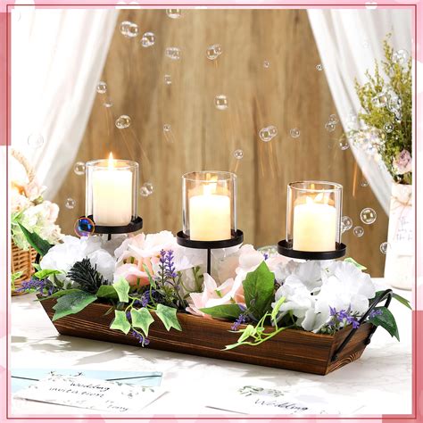 Wedding Candle Centerpiece Dining Room Table Centerpiece Tray White