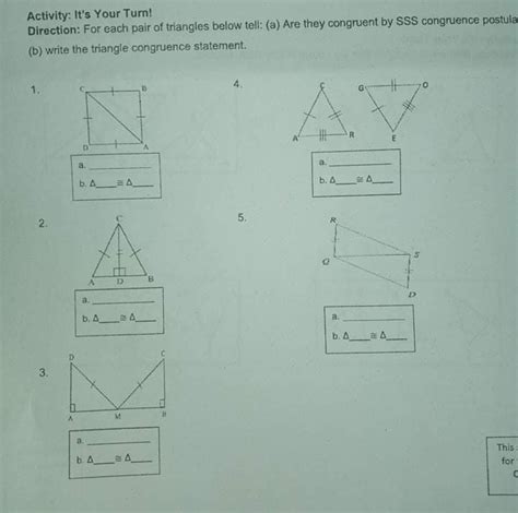 Solved Activity Its Your Turn Direction For Each Pair Of Triangles