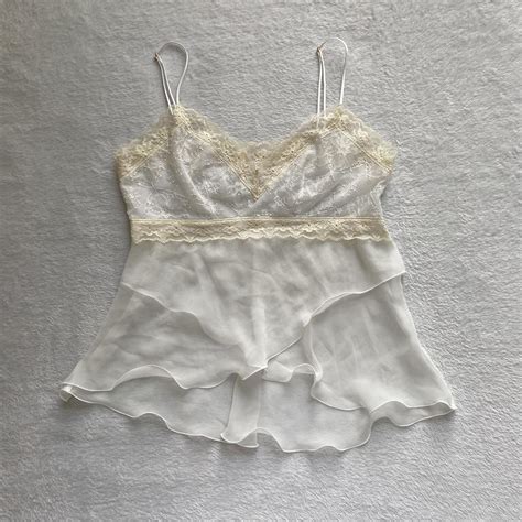 Coquette Japanese Cami Top Sheer Ruffled Cami Lace Depop