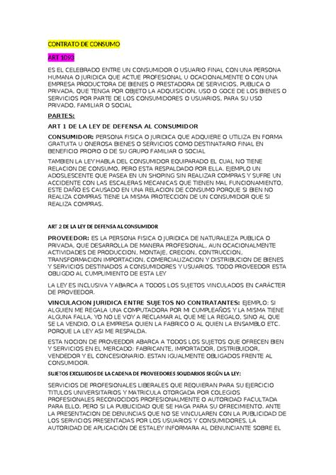 Contrato De Consumo Contrato De Consumo Art 1093 Es El Celebrado