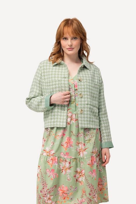 Veste à motif pied de poule col chemise manches doublées Veste Vestes