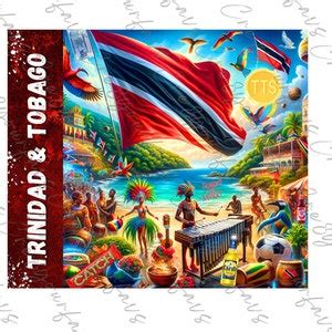 Trinidad and Tobago Flag Digital Design for Tumbler Wraps, Mouse Pads ...