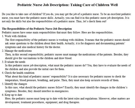 Pediatric Nurse Job Description: Taking Care of Children Well | room ...