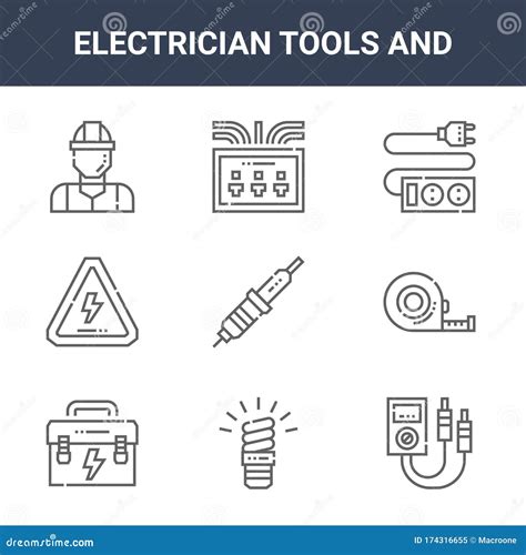 9 Electrician Tools And Icons Pack Trendy Electrician Tools And Icons