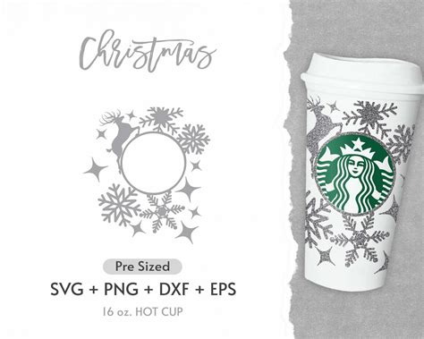 Oz Christmas Hot Cup Svg Full Wrap Hot Cup Svg Snowflake Etsy