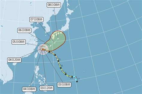 颱風卡努龜速慢行 深夜到4日凌晨最接近台灣 中央氣象局 路徑 大紀元