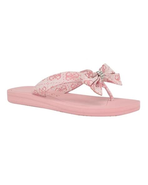 Guess Tuta Low Embellished Bow Molded Flip Flops In Pink Lyst