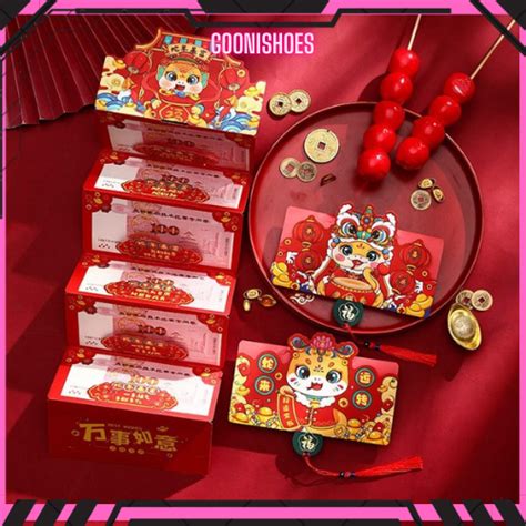 Lì xì tết mẫu mới độc đáo hot trend thiết kế nằm ngang kéo dài lì xì nhiều ngăn xếp lớp