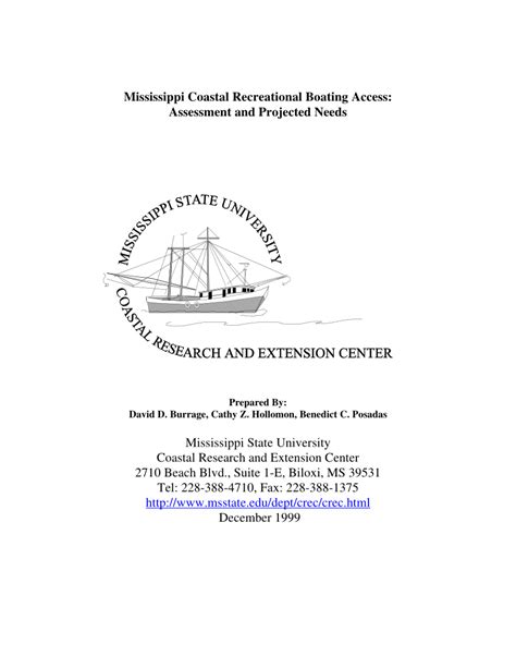 Pdf Mississippi Coastal Recreational Boating Access Assessment And Projected Needs