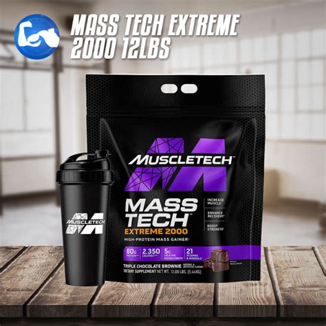 MASS TECH EXTREME 2000 12lb MASS GAINER For The HARD GAINER Free