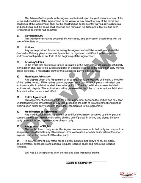 Alabama Subcontractor Agreement For Security Services Security