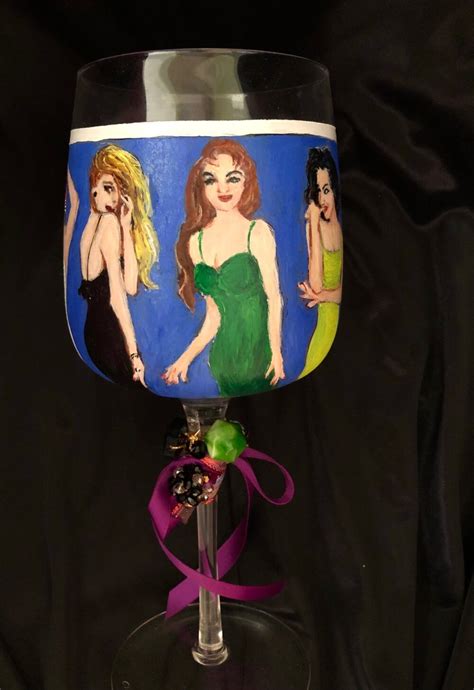 Hand Painted Long Stem Wine Glass With Flirty Spaghetti Straps