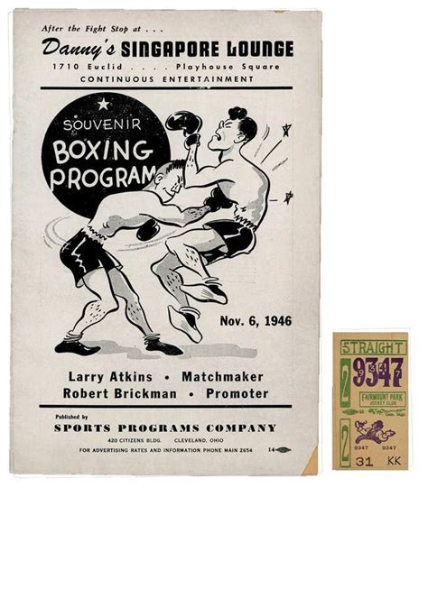 Rare 1946 Sugar Ray Robinson Vs Artie Levine Boxing Program Hardest