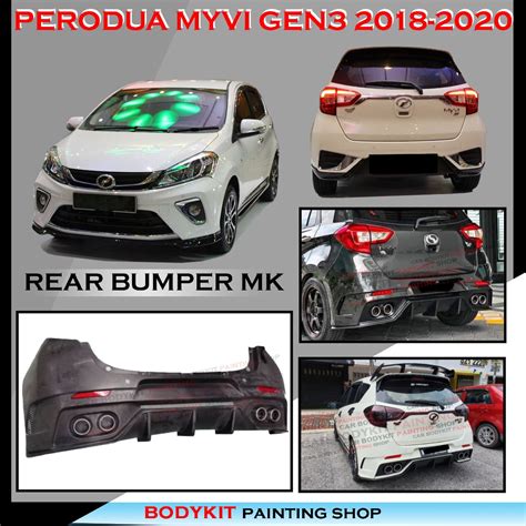 Perodua Myvi 2018 2021 Mk Mk7 Style Rear Bumper Materialfiber Glass