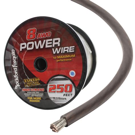 Rockford Fosgate 8 AWG 100% Oxygen Free Copper Power/Ground Wire Black