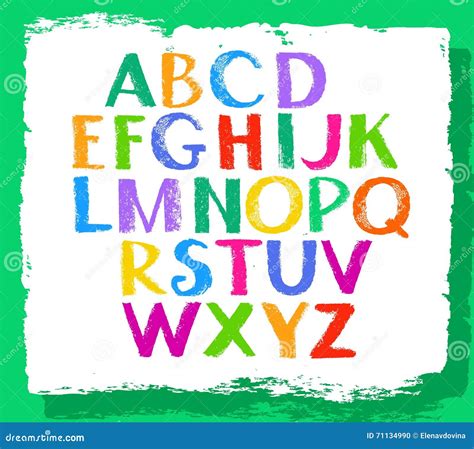 English Font Colored Crayons Capital Letters Vector Illustration