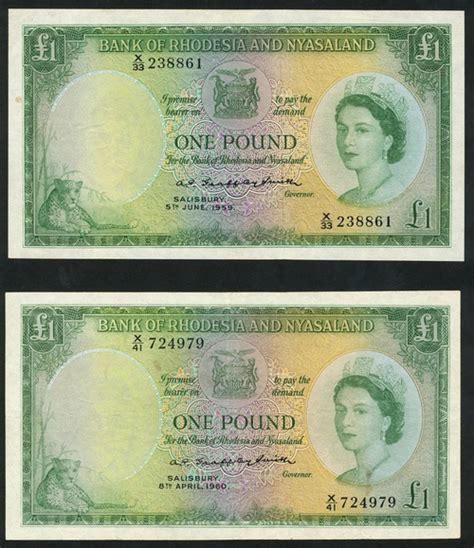 1082 Bank Of Rhodesia And Nyasaland 1 Pound 2 5th June 1959 Seria