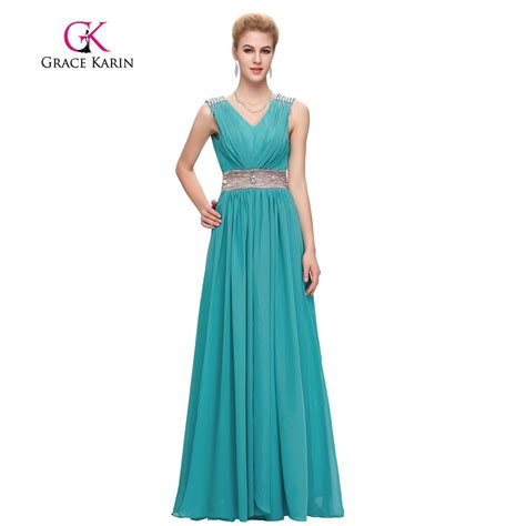 Grace Karin Evening Dress Long Turquoise Grey Red Party Prom Gowns