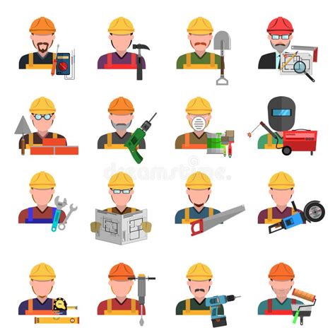 Iconos Del Trabajador Fijados Ilustraci N Del Vector Ilustraci N De