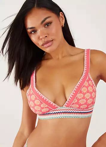 Accessorize Shell Print Elastic Trim Bikini Top Kaleidoscope