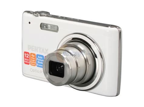 Pentax Optio P White Mp Mm Wide Angle Digital Camera Newegg