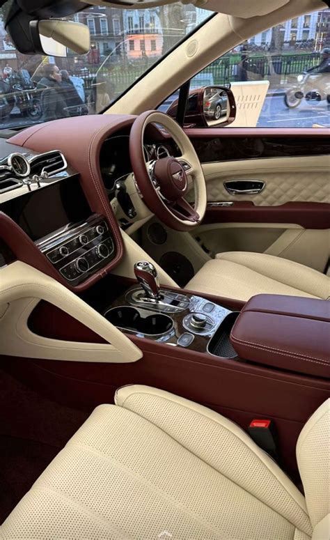 Luxury Car Interior with Beige Leather and Brown Trims