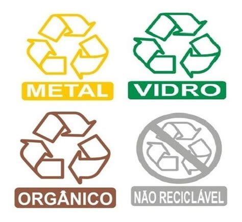 Kit Adesivos Coloridos Para Coleta Seletiva Parcelamento Sem Juros