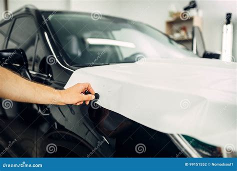 Car Paint Protection Film Installation Stock Photo - Image of mechanic ...