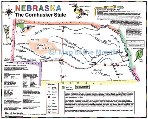 Nebraska map - Blank outline map, 16 by 20 inches, activities included