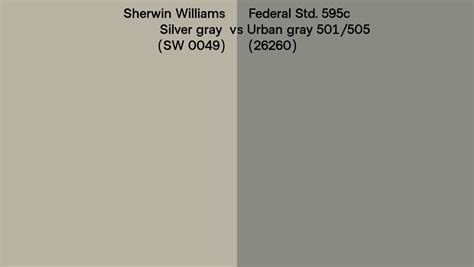 Sherwin Williams Silver Gray Sw 0049 Vs Federal Std 595c Urban Gray