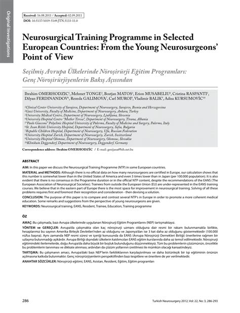 (PDF) Neurosurgical Training Programme in Selected European Countries